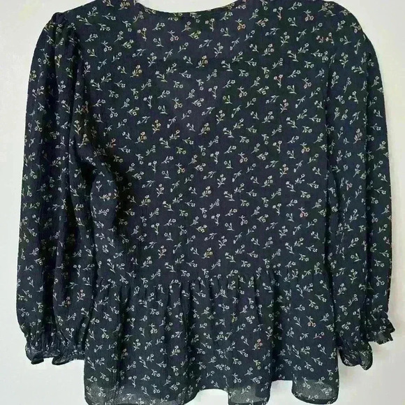 Madewell Floral Puff Sleeve Peplum Wrap Top - Picture 4 of 8